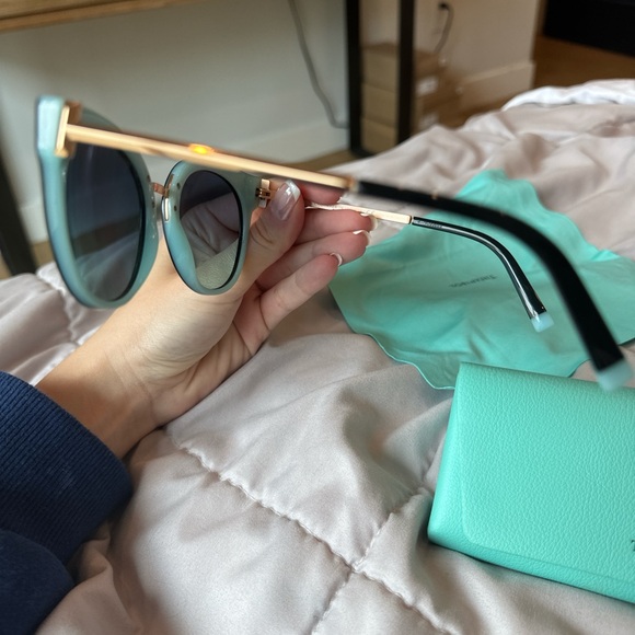 Tiffany & Co. Black Sunglasses with Gold Detail - Picture 2 of 5
